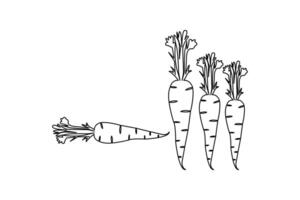 Continuous single line art drawing of carrot outline art illustration vector