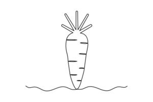 Simple carrot vegetable continuous one line drawing of carrot plant minimalist outline icon vector