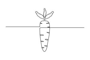 Continuous single line drawing of carrot isolated outline art icon vector