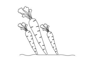 Simple illustration of carrot continuous one line art design vector
