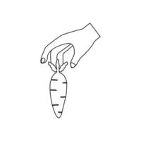 Continuous single line art drawing of carrot icon vector