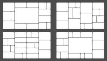 White grid template design, bento box photo frame collage layout vector
