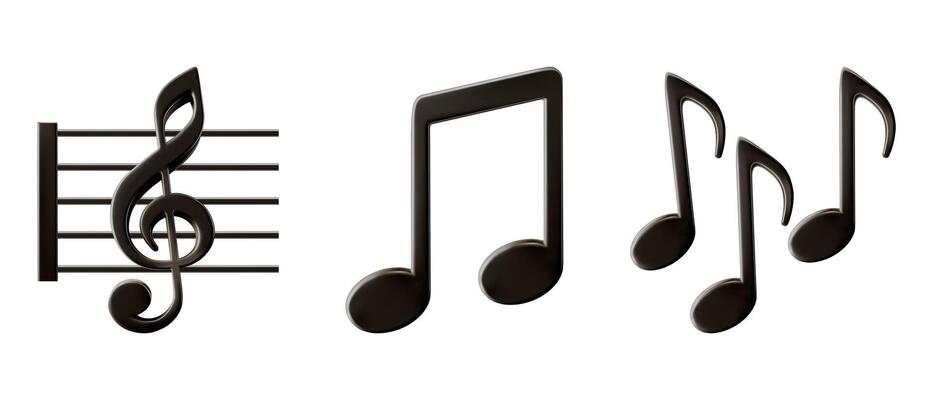 Music emoticon emoji. Musical note sheet, lines of keys, treble