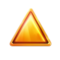 A bright yellow triangular warning sign on a transparent background png