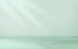 Minimal Stage Background Green podium Empty room with shadows of window and Wall interior background, studio and backdrops show products photo