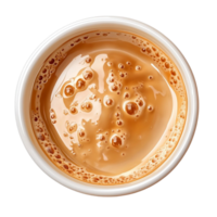 A cup is full of frothy coffee with rich foam on a transparent backdrop png