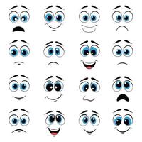 Different Types Of Cartoon Emotional Face Expressions Illustration On Isolated White Background vector