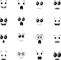 Collection Of Cartoon Facial Expression Hand Drawn Icon Set Isolated Illustration vector