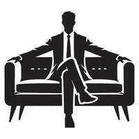 Silhouette of a powerful businessman on a luxurious sofa vector