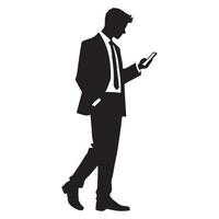 Silhouette of a Businessman Using Smartphone vector