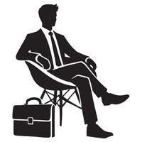 Silhouette of a businessman relaxing in a modern chair vector