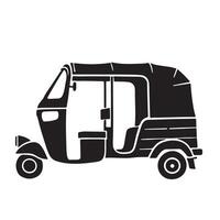 Auto Rickshaw Side View Silhouette Illustration for Travel Graphics vector