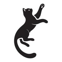Silhouette of a playful black cat leaping vector