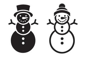 Classic and Modern Snowman Silhouettes Set vector
