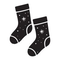 Cute Winter Socks with Snowflake Design Silhouette vector