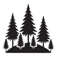 Silhouette of a serene pine forest scene vector