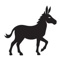 Side Profile Silhouette of a Walking Donkey vector