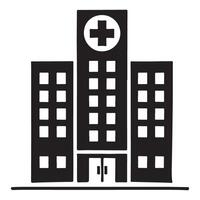 Modern Hospital Building Silhouette Icon vector