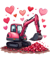 Romantic Excavator with heart shape for lover png