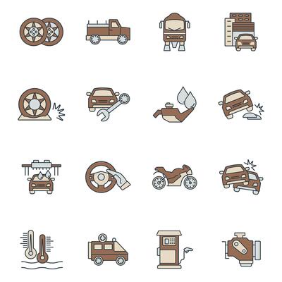 Automotive icon set .. Automotive pack elements for infographic web. with trend color