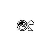 Elegant Alphabet Monogram Ying yang KE EK Logo with Abstract Design vector