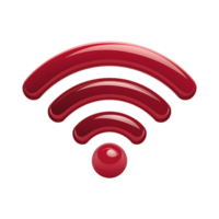 Red Glossy Wifi Symbol Wireless Connection Icon on transparent background png
