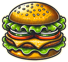 A hamburger with cheese and lettuce on it png