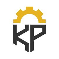 Letter KP Gear Logo Design for Service Center, Repair, Factory, Industrial, Digital and Mechanical Business vector