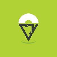 Letter CZ Location Logo Design. Modern Initials CZ Pinpoint Logo for Navigation, Map Apps, and Location Based Businesses vector
