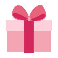 A pink box with a red ribbon on top. The ribbon is tied in a bow. The box is empty vector