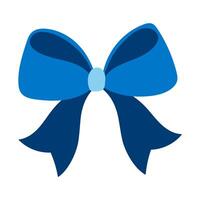A blue ribbon with a blue bow is tied in a bow. The ribbon is made of a shiny, smooth material and the bow is made of a similar material vector