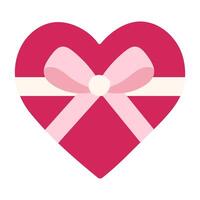 A heart with a pink bow is shown. The heart is surrounded by a white background vector