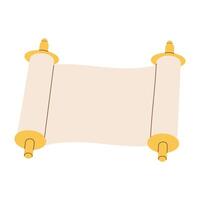 A scroll of paper with a gold border. The scroll is white and has a gold border. The scroll is long and narrow vector