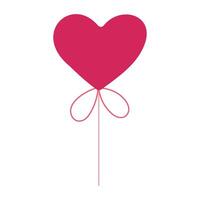 A heart-shaped balloon with a pink ribbon tied to it. The balloon is a bright pink color, and the ribbon is also pink. The balloon is tied to a string, which is attached to the balloon vector