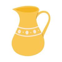 A yellow pitcher with a white stripe on it. The pitcher is empty vector