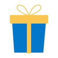 A blue box with a yellow bow on top. It is a gift box vector