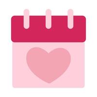 A calendar with a heart on it. The heart is pink and the calendar is red. The calendar is for Valentine's Day vector