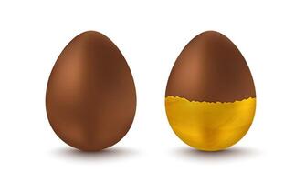 Set eggs for Easter. Golden and chocolate eggs for Easter. vector