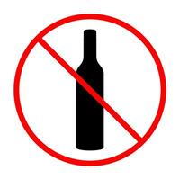 Prohibited alcohol consumption sign. illustration of bottle with red prohibition circle and slash, symbolizing no drinking allowed vector