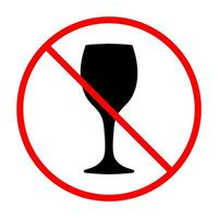Prohibited alcohol consumption sign. illustration of wine glass with red prohibition circle and slash, symbolizing no drinking allowed vector