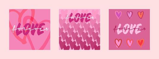 Valentine's day template set for social networks, layout for promotion. Happy Valentine Day greeting cards. vector