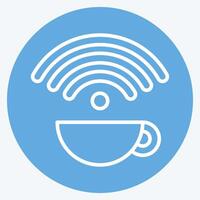 Icon Free Wifi. related to Restaurant symbol. blue eyes style. design editable vector