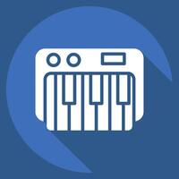 Icon Piano Keyboard. related to Kindergarten symbol. long shadow style. design editable vector