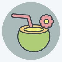 Icon Coconut. related to Summer symbol. color mate style. design editable vector