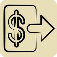Icon Withdraw Money. related to Savings symbol. hand drawn style. design editable vector