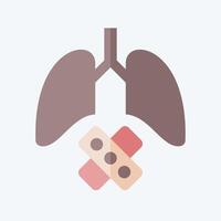 Icon Damaged Lungs. related to Smoking symbol. flat style. design editable vector