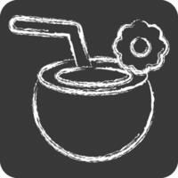 Icon Coconut. related to Summer symbol. chalk Style. design editable vector