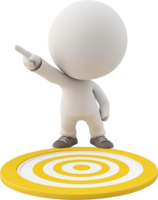 3d cartoon character pointing at a target on a yellow circle png