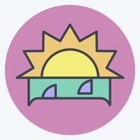 Icon Sunset. related to Summer symbol. color mate style. design editable vector