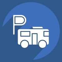 Icon Bus Parking. related to Parking symbol. long shadow style. design editable vector